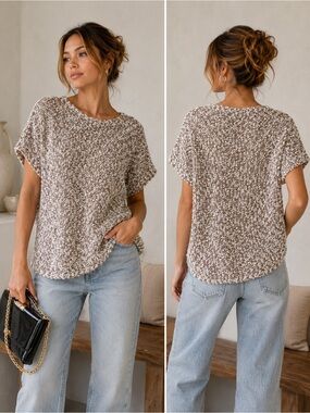 Y/Project Textured Knit Sweater in Brown and Cream